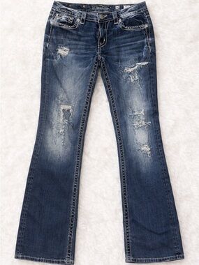 Miss Me Signature Bootcut Jeans Size 30 Distressed Medium Wash